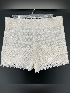 LOFT Riviera White Lace Crochet Shorts Women’s Size 8 Boho Cotton Lined